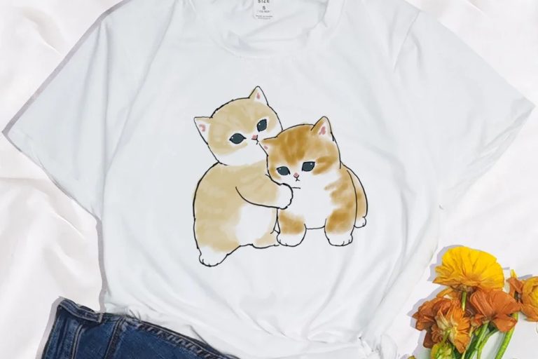 Cartoon cats casual round neck short sleeve t shirts (3)