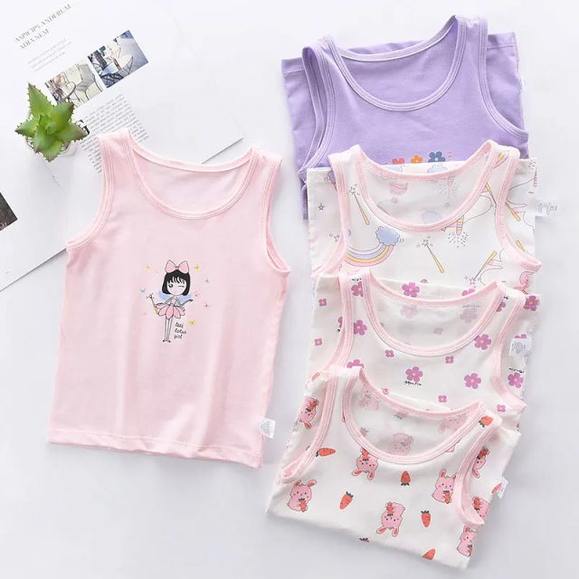 Children girls tank tops summer cartoon printed kids vest (1) Children girls tank tops summer cartoon printed kids vest (1)