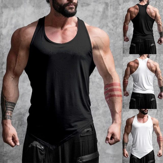 Comfortable breathable muscle bodybuilding polyester tank tops (1)