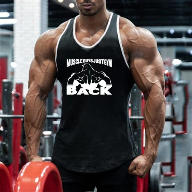 Cotton breathable bodybuilding fitness gym tank tops (1)