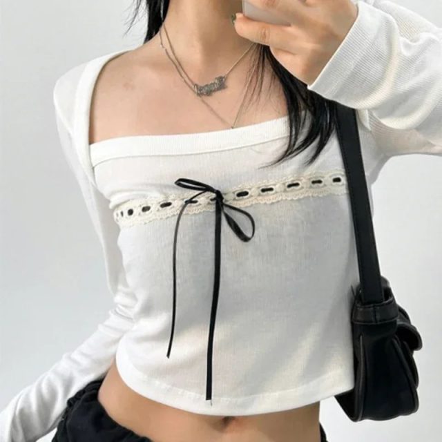 Cute casual ribbons coquette style long sleeve shirt (1) Cute casual ribbons coquette style long sleeve shirt (1)