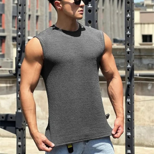 Exercise vest summer fashion serpentine solid color mens tank tops (2) Exercise vest summer fashion serpentine solid color mens tank tops (2)