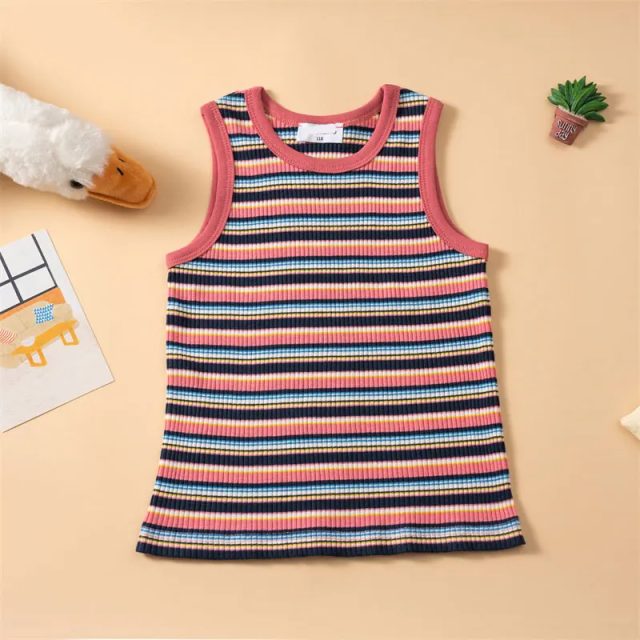 Fashion stripe top clothes kids lingerie toddler tank tops (4)