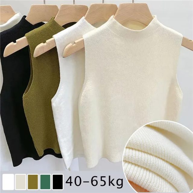 Fashion women knitted comfortable polyester tank tops (1)