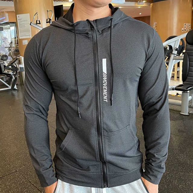 Fitness running jacket quick dry elastic sports hoodie (1) Fitness running jacket quick dry elastic sports hoodie (1)