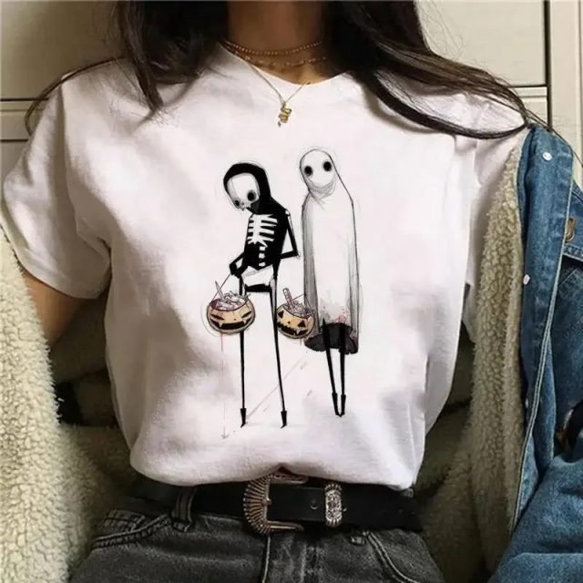 Funny cute cartoon halloween graphic print t shirts (1)