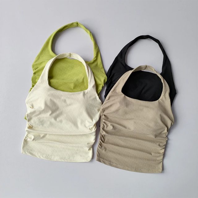 Hanging neck beautiful sports vest gym tank top (1)