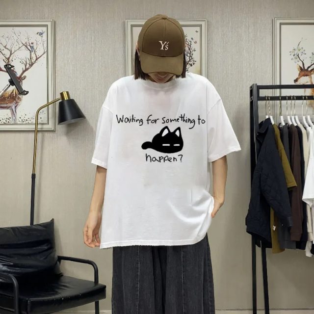 Harajuku anime cat graphic printing women t shirts (1)
