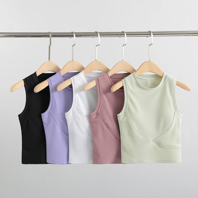 High neck sports shirt racerback gym tank top (3)