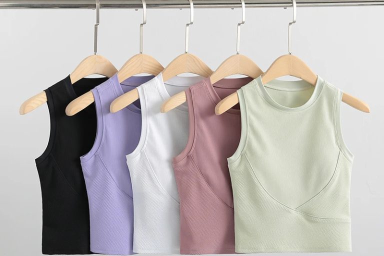 High neck sports shirt racerback gym tank top (3)