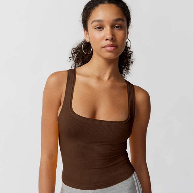 Knitted sexy crop top female solid sleeveless womens tank top (1)