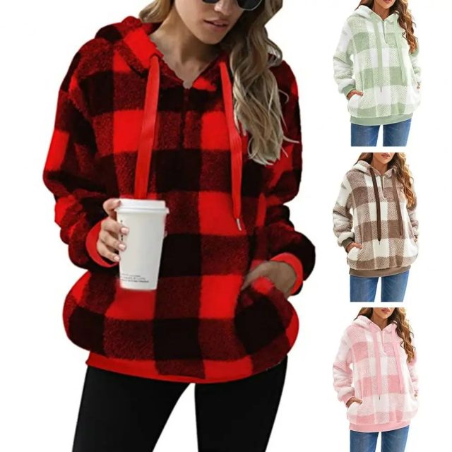 Ladies sweatshirt women warm plush hoodie (1)
