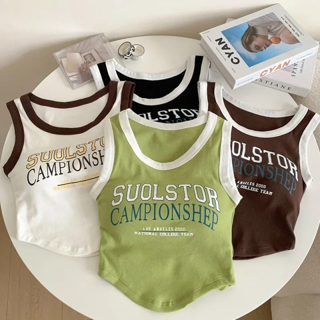 Letter printed woman fashion color cotton tank top (1) Letter printed woman fashion color cotton tank top (1)