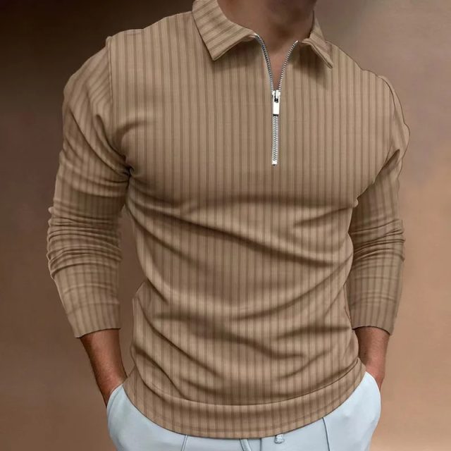 Men fashionable long sleeved zippered polo shirt (1) Men fashionable long sleeved zippered polo shirt (1)