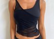 Mesh sheer see through patchwork women tank tops (3)