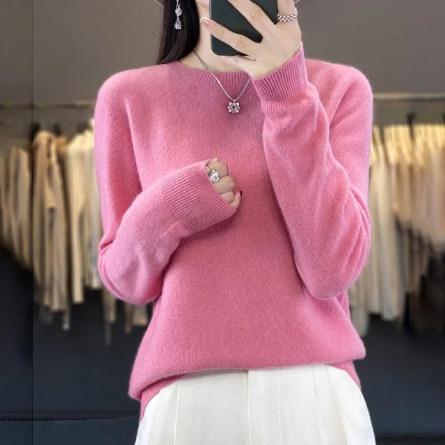 New women round neck long sleeved sweater (1)