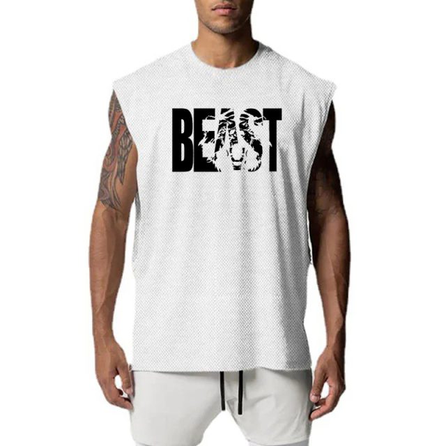 Oversized open side cut off fitness gym tank top (5)