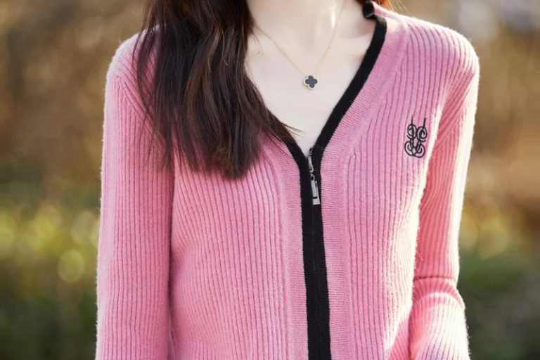 Pure mink cashmere polo collar sweater warm jacket (3)