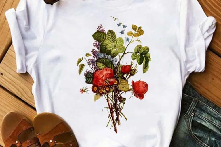 Retro high street beautiful flowers printed t shirts (3)