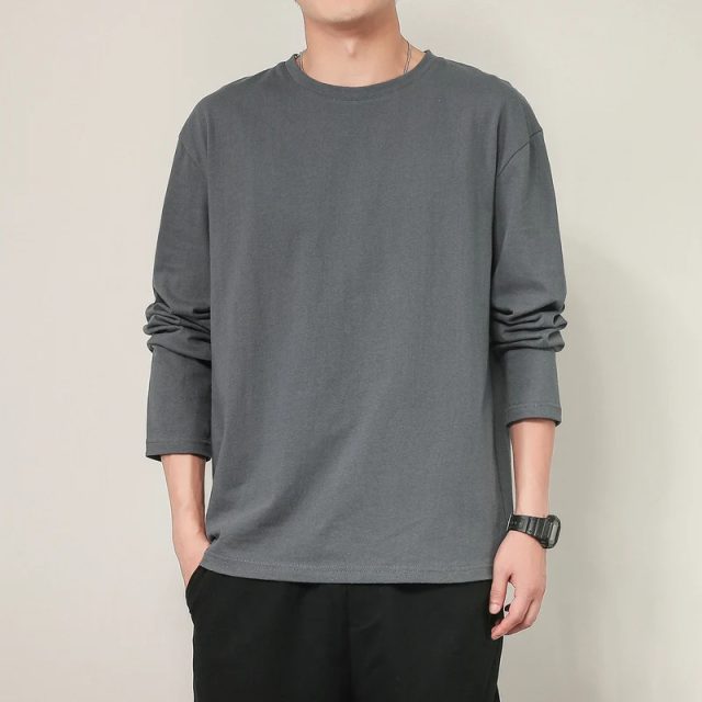 Solid large round neck oversize long sleeve shirt (1) Solid large round neck oversize long sleeve shirt (1)