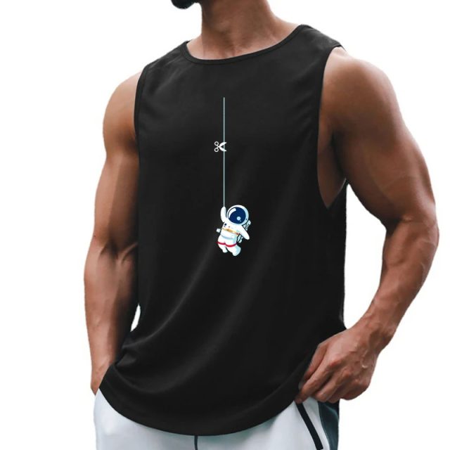 Space astronaut funny summer fashion gym tank tops (1)