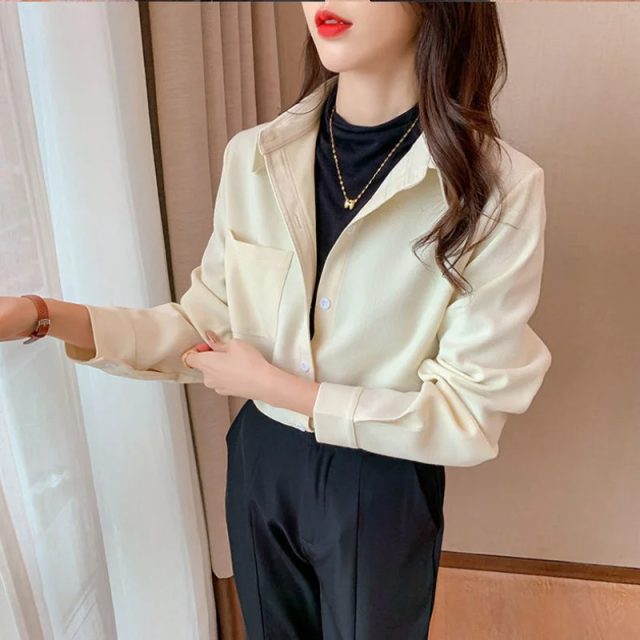 Spring autumn new polo neck long sleeve solid shirt (1) Spring autumn new polo neck long sleeve solid shirt (1)