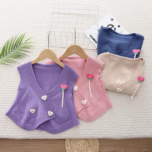 Spring girls vests cartoon knitted tank top for kids (1) Spring girls vests cartoon knitted tank top for kids (1)