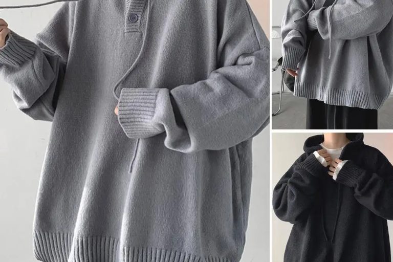 Stretchy drawstring elastic knitting sweater hoodie (1)