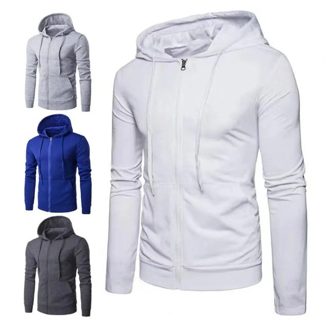 Stylish men soft zipper closure jacket hoodies (1)