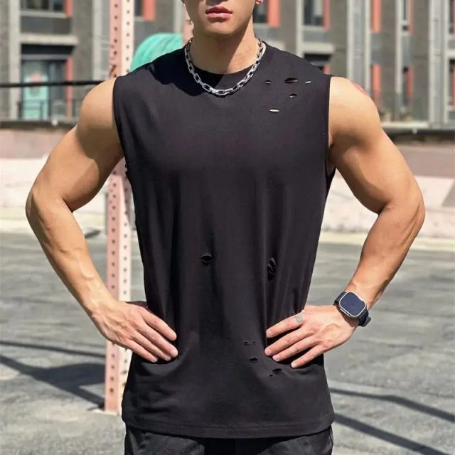 Summer new casual round neck sleeveless mens tank tops (4)