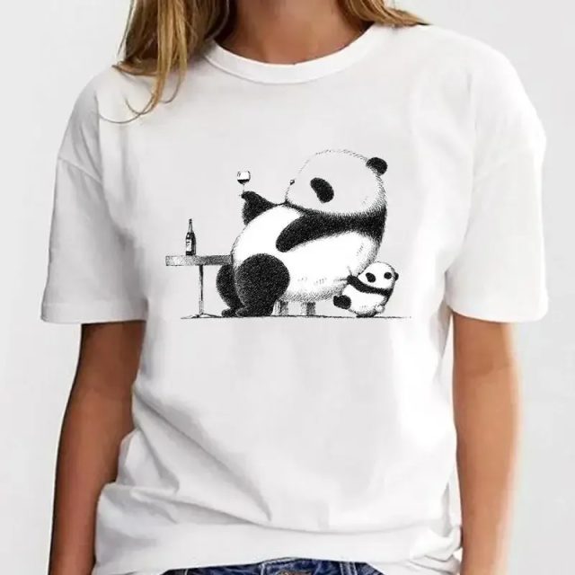 Summer new cute cartoon panda lovely print t shirts (4)