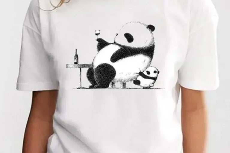 Summer new cute cartoon panda lovely print t shirts (4)