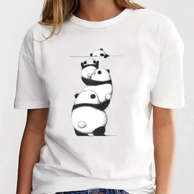 Summer new cute cartoon panda lovely print t shirts (5)