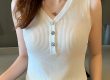 Summer sleeveless vest sexy knitted cotton top tank (1)