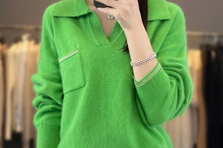 Thick warm women polo neck pullover sweater (3)