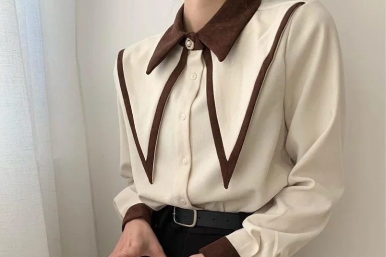 Vintage fashion new contrast patchwork polo shirt (1)