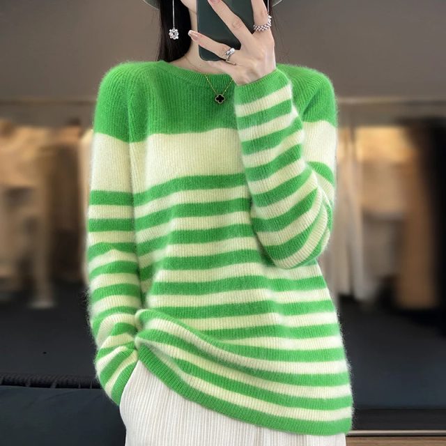 Women collar pullover loose knit top sweater (1)
