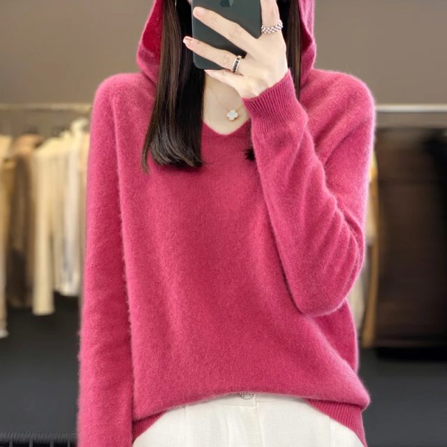 Women hooded soft jumper fashion warm sweater (1)
