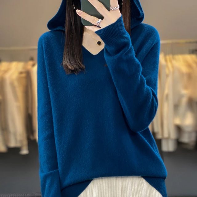 Women hooded soft jumper fashion warm sweater (4)