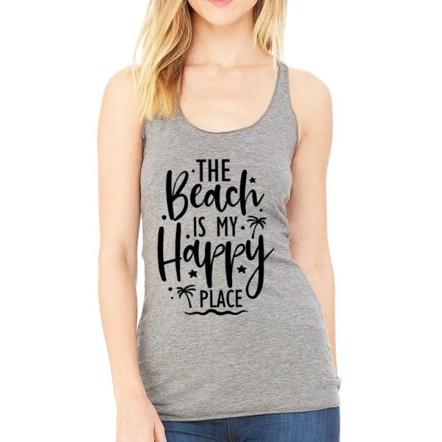 Women plants summer vacation polyester tank tops (3)