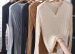 Women pure wool v neck pullover slim fit soft sweater (1)